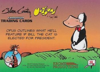 1995 Krome Bloom County / Outland #28 Opus outlines what he'll feature if Bill Back