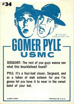 1965 Fleer Gomer Pyle #34 Happy days, happy days, a four leaf clover. Back