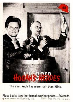 1965 Fleer Hogan's Heroes #48 The door knob has more hair than Klink. Front