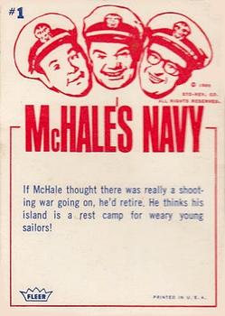 1965 Fleer McHale's Navy #1 The heroic commander McHale. Back