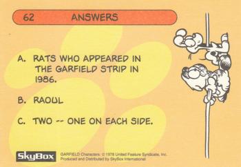 1992 SkyBox Garfield Premier Edition #62 Fat Cat Quiz 8 Back