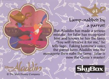 1993 SkyBox Aladdin #63 Lamp-nabbed by a parrot! Back