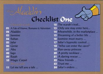 1993 SkyBox Aladdin #89 Disney's Aladdin - Checklist One Front