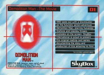 1993 SkyBox Demolition Man #1 Demolition Man - The Movie Back