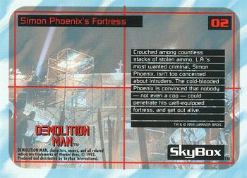 1993 SkyBox Demolition Man #2 Simon Phoenix's Fortress Back
