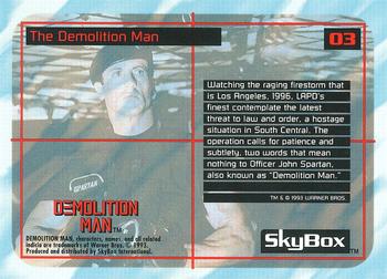 1993 SkyBox Demolition Man #3 The Demolition Man Back