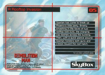 1993 SkyBox Demolition Man #5 A Rooftop Invasion Back