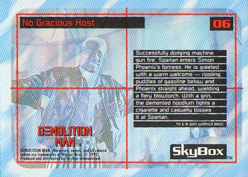 1993 SkyBox Demolition Man #6 No Gracious Host Back