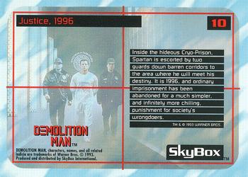 1993 SkyBox Demolition Man #10 Justice, 1996 Back