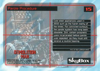 1993 SkyBox Demolition Man #15 Parole Procedure Back