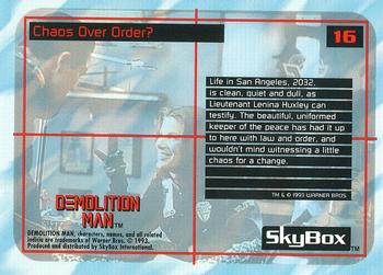 1993 SkyBox Demolition Man #16 Chaos Over Order? Back