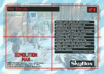 1993 SkyBox Demolition Man #23 Put 'Em Up Back
