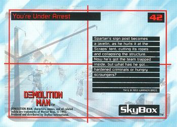 1993 SkyBox Demolition Man #42 You're Under Arrest Back