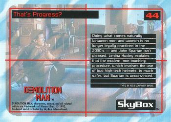 1993 SkyBox Demolition Man #44 That's Progress? Back