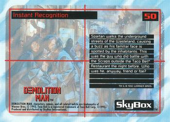 1993 SkyBox Demolition Man #50 Instant Recognition Back