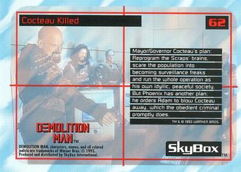 1993 SkyBox Demolition Man #62 Cocteau Killed Back