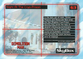 1993 SkyBox Demolition Man #63 Night At The Cryo-Prison Back