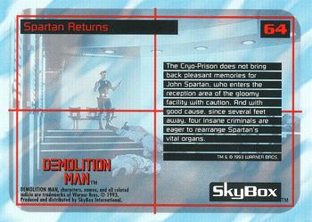 1993 SkyBox Demolition Man #64 Spartan Returns Back
