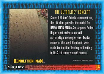 1993 SkyBox Demolition Man #94 The Ultralite Concept Back