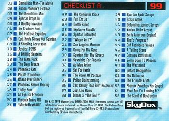 1993 SkyBox Demolition Man #99 Checklist A Back