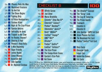 1993 SkyBox Demolition Man #100 Checklist B Back