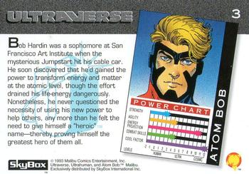 1993 SkyBox Ultraverse #3 Atom Bob Back