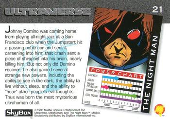 1993 SkyBox Ultraverse #21 The Night Man Back