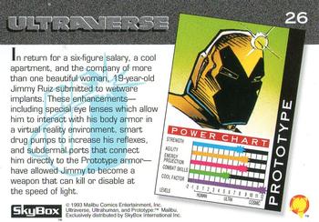 1993 SkyBox Ultraverse #26 Prototype Back