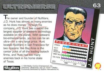 1993 SkyBox Ultraverse #63 J.D. Hunt Back