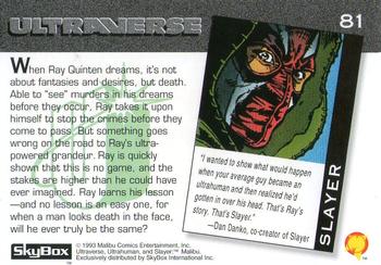 1993 SkyBox Ultraverse #81 Slayer Back