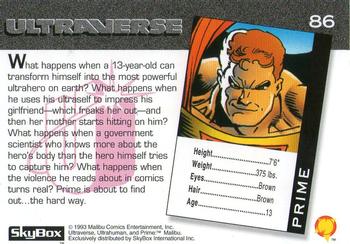 1993 SkyBox Ultraverse #86 Prime Back