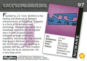 1993 SkyBox Ultraverse #97 Nuware Back