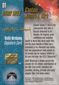 1993 SkyBox Star Trek Master Series #01 Captain James T. Kirk Back