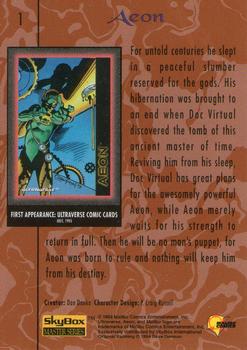 1994 SkyBox Ultraverse Master #1 Aeon Back