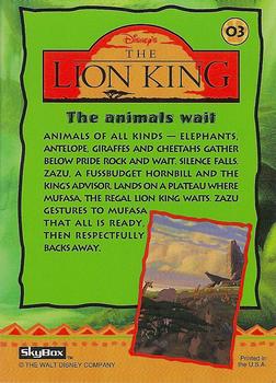 1994 SkyBox The Lion King Series 1 & 2 #03 The animals wait Back