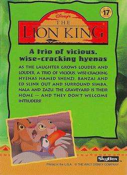 1994 SkyBox The Lion King Series 1 & 2 #17 A trio of vicious, wise-cracking hyenas Back
