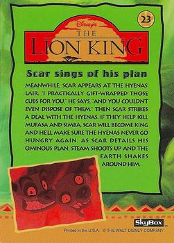 1994 SkyBox The Lion King Series 1 & 2 #23 Scar sings of his plan Back