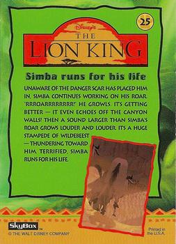 1994 SkyBox The Lion King Series 1 & 2 #25 Simba runs for his life Back