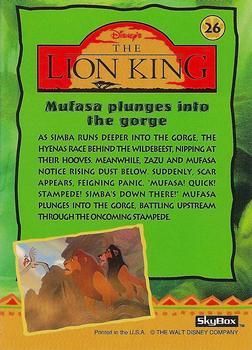 1994 SkyBox The Lion King Series 1 & 2 #26 Mufasa plunges into the gorge Back
