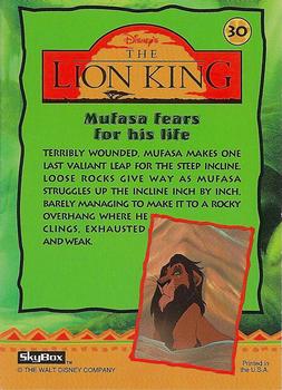 1994 SkyBox The Lion King Series 1 & 2 #30 Mufasa fears for his life Back