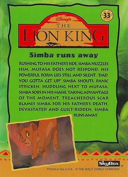 1994 SkyBox The Lion King Series 1 & 2 #33 Simba runs away Back