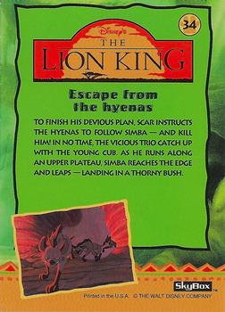 1994 SkyBox The Lion King Series 1 & 2 #34 Escape from the hyenas Back