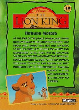 1994 SkyBox The Lion King Series 1 & 2 #39 Hakuna Matata Back