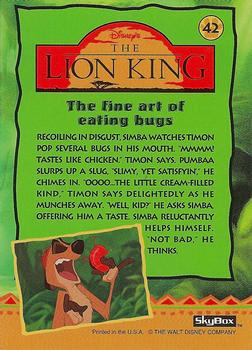 1994 SkyBox The Lion King Series 1 & 2 #42 The fine art of eating bugs Back