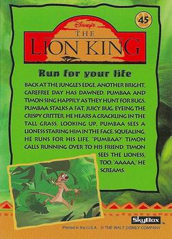 1994 SkyBox The Lion King Series 1 & 2 #45 Run for your life Back