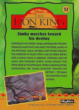 1994 SkyBox The Lion King Series 1 & 2 #53 Simba marches toward his destiny Back