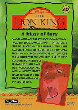 1994 SkyBox The Lion King Series 1 & 2 #60 A blast of fury Back