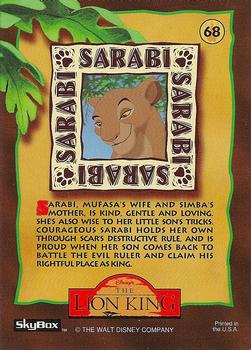 1994 SkyBox The Lion King Series 1 & 2 #68 Sarabi Back