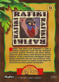 1994 SkyBox The Lion King Series 1 & 2 #72 Rafiki Back