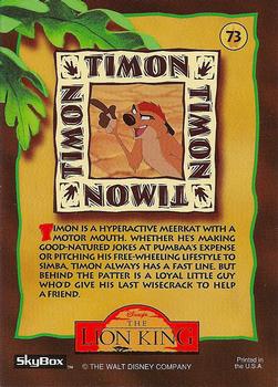 1994 SkyBox The Lion King Series 1 & 2 #73 Timon Back